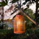 Glitzhome 9.75"H Orange Metal Woven Solar Powered Outdoor Hanging Lantern