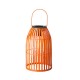 Glitzhome 9.75"H Orange Metal Woven Solar Powered Outdoor Hanging Lantern