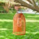 Glitzhome 9.75"H Orange Metal Woven Solar Powered Outdoor Hanging Lantern