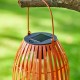 Glitzhome 9.75"H Orange Metal Woven Solar Powered Outdoor Hanging Lantern