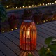 Glitzhome 9.75"H Orange Metal Woven Solar Powered Outdoor Hanging Lantern