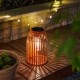 Glitzhome 9.75"H Orange Metal Woven Solar Powered Outdoor Hanging Lantern