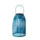 Glitzhome 9.75"H Blue Metal Woven Solar Powered Outdoor Hanging Lantern