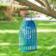 Glitzhome 9.75"H Blue Metal Woven Solar Powered Outdoor Hanging Lantern