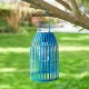 Glitzhome 9.75"H Blue Metal Woven Solar Powered Outdoor Hanging Lantern