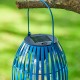 Glitzhome 9.75"H Blue Metal Woven Solar Powered Outdoor Hanging Lantern