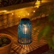 Glitzhome 9.75"H Blue Metal Woven Solar Powered Outdoor Hanging Lantern