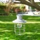 Glitzhome 9.75"H White Metal Wire Solar Powered Outdoor Hanging Lantern