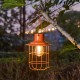 Glitzhome 9.75"H Orange Metal Wire Solar Powered Outdoor Hanging Lantern