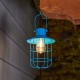 Glitzhome 9.75"H Blue Metal Wire Solar Powered Outdoor Hanging Lantern