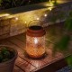 Glitzhome 8.75"H Orange Metal Cutout Solar Powered Outdoor Hanging Lantern