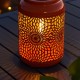 Glitzhome 8.75"H Orange Metal Cutout Solar Powered Outdoor Hanging Lantern