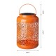 Glitzhome 8.75"H Orange Metal Cutout Solar Powered Outdoor Hanging Lantern