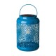 Glitzhome 8.75"H Blue Metal Cutout Solar Powered Outdoor Hanging Lantern