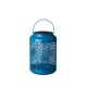 Glitzhome 8.75"H Blue Metal Cutout Solar Powered Outdoor Hanging Lantern