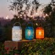 Glitzhome 8.75"H Blue Metal Cutout Solar Powered Outdoor Hanging Lantern