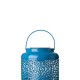 Glitzhome 8.75"H Blue Metal Cutout Solar Powered Outdoor Hanging Lantern