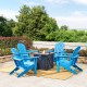 Elm PLUS 1 Piece 50000-BTU Square Tiles Top Aluminum Propane Fire Pit Table and 4 Piece Pacific Blue HDPE Folding Adirondack Chairs