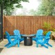 Elm PLUS 1 Piece 30000-BTU Round Slates Top Aluminum Propane Fire Pit Table and 4 Piece Pacific Blue HDPE Folding Adirondack Chairs