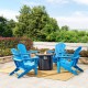 Elm PLUS 1 Piece 30000-BTU Round Slates Top Aluminum Propane Fire Pit Table and 4 Piece Pacific Blue HDPE Folding Adirondack Chairs