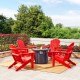 Elm PLUS 1 Piece 30000-BTU Round Slates Top Aluminum Propane Fire Pit Table and 4 Piece Red HDPE Folding Adirondack Chairs