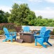 Elm PLUS 1 Piece 30000-BTU Tan Aluminum Propane Fire Pit Table and 4 Piece Pacific Blue HDPE Folding Adirondack Chairs