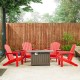 Elm PLUS 1 Piece 30000-BTU Tan Aluminum Propane Fire Pit Table and 4 Piece Red HDPE Folding Adirondack Chairs