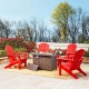 Elm PLUS 1 Piece 30000-BTU Tan Aluminum Propane Fire Pit Table and 4 Piece Red HDPE Folding Adirondack Chairs