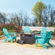 Elm PLUS 1 Piece 30000-BTU Black Aluminum Propane Fire Pit Table and 4 Piece Aqua HDPE Folding Adirondack Chairs