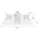 Elm PLUS 1 Piece 30000-BTU Black Aluminum Propane Fire Pit Table and 4 Piece White HDPE Folding Adirondack Chairs