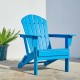 Elm PLUS 1 Piece 30000-BTU Black Aluminum Propane Fire Pit Table and 4 Piece Pacific Blue HDPE Folding Adirondack Chairs