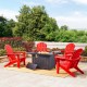 Elm PLUS 1 Piece 30000-BTU Black Aluminum Propane Fire Pit Table and 4 Piece Red HDPE Folding Adirondack Chairs