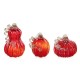 Glitzhome S/3 Red Glass Pumpkin & Gourd