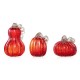 Glitzhome S/3 Red Glass Pumpkin & Gourd