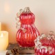 Glitzhome S/3 Red Glass Pumpkin & Gourd