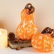 Glitzhome S/3 Orange Glass Pumpkin & Gourd