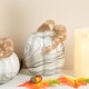 Glitzhome S/3  Gray Marble Glass Pumpkin & Gourd