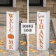 Glitzhome 30"H Fall and Thanksgiving Double Sided Washed White Wooden Box Shaped Porch Sign