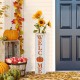 Glitzhome 30"H Fall and Thanksgiving Double Sided Washed White Wooden Box Shaped Porch Sign