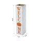 Glitzhome 30"H Fall and Thanksgiving Double Sided Washed White Wooden Box Shaped Porch Sign