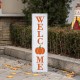 Glitzhome 30"H Fall and Thanksgiving Double Sided Washed White Wooden Box Shaped Porch Sign