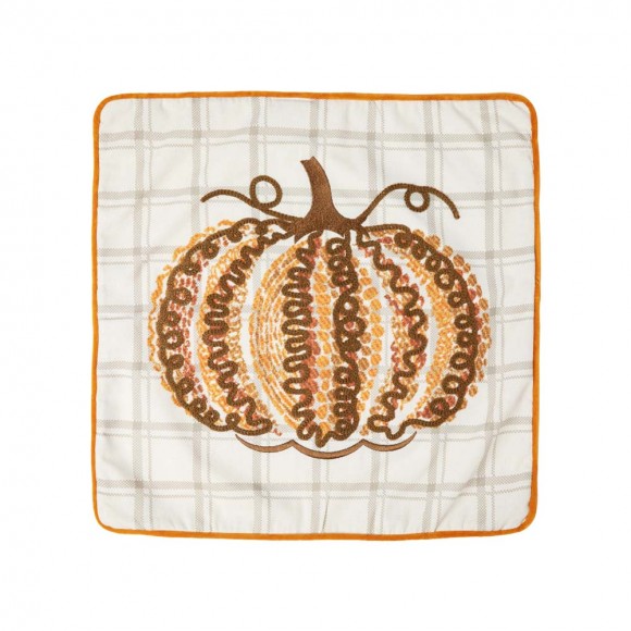 Glitzhome 18" Fall Embroidered Pumpkin Pillow Cover