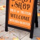 Glitzhome 24"H Halloween Wooden "Candy Shop" Standing Easel Sign or Hanging Decor