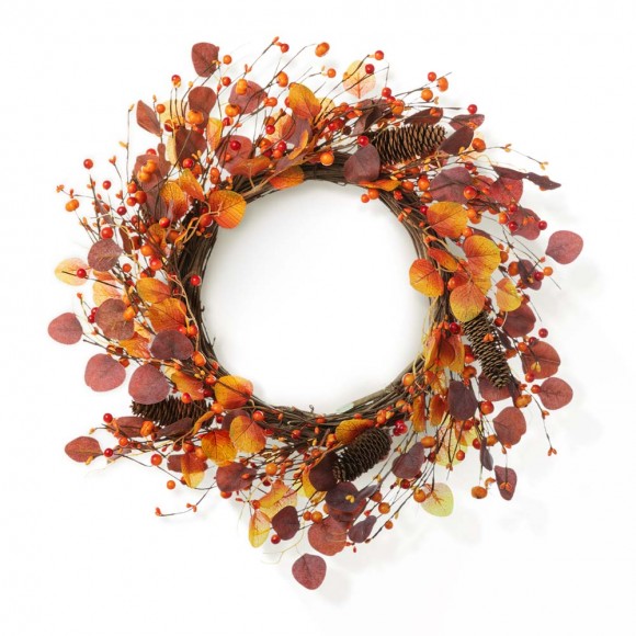 Glitzhome 22"D Fall Eucalyptus Berry Wreath