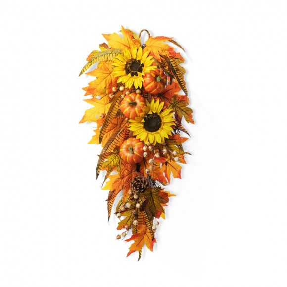 Glitzhome 26"H Sunflower Pumpkin Leaf Swag