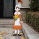 Glitzhome 36"H Metal Thanksgiving Pilgrim Girl Yard Stake, Standing Decor or Hanging Decor (Three function)