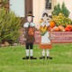 Glitzhome Set of 2 Metal Thanksgiving Pilgrim Yard Stake, Standing Decor or Hanging Decor  (Three Function)