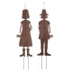 Glitzhome Set of 2 Metal Thanksgiving Pilgrim Yard Stake, Standing Decor or Hanging Decor  (Three Function)