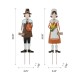 Glitzhome Set of 2 Metal Thanksgiving Pilgrim Yard Stake, Standing Decor or Hanging Decor  (Three Function)