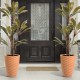 Glitzhome Set of 2 Oversized Eco-Friendly HDPE Terracotta Textured Tall Pot Planter